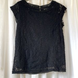 Joie black lace cap sleeve top